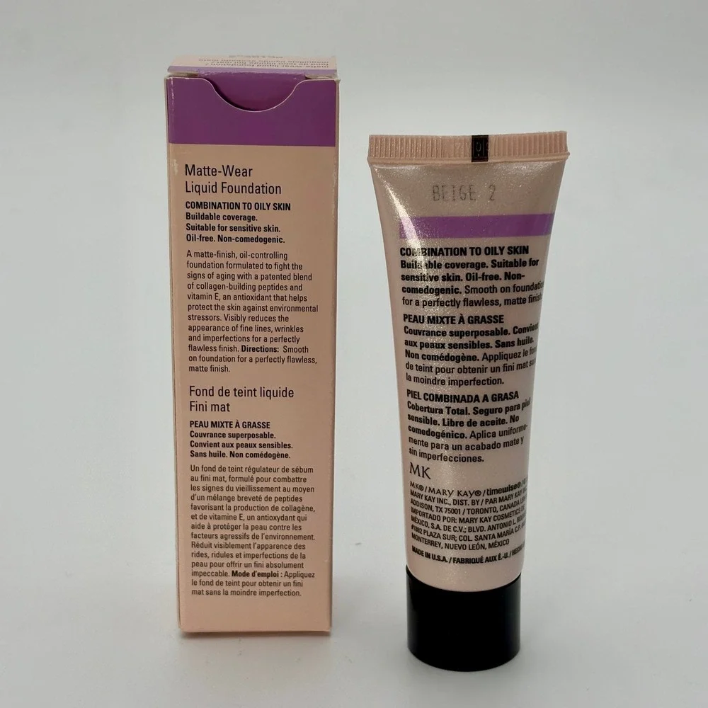 Mary Kay TimeWise Matte-Wear Liquid Foundation Beige 2 Combination Oily Skin 1oz